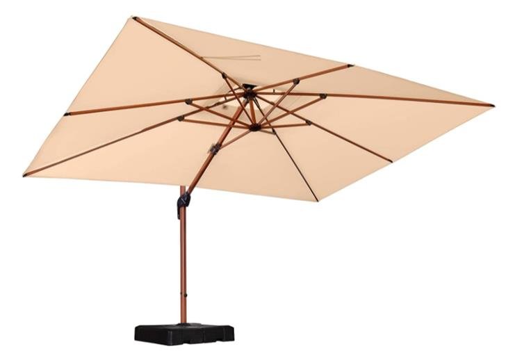 Purple Leaf 9' x 12' Rectangle Wood Pattern Rectangle Cantilever Patio Umbrella with 360 Degree Rotation