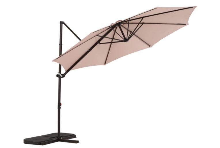 Grand Patio 10Ft Offset 360&deg; Rotation Outdoor Patio Cantilever Hanging Umbrellas w Cross Base