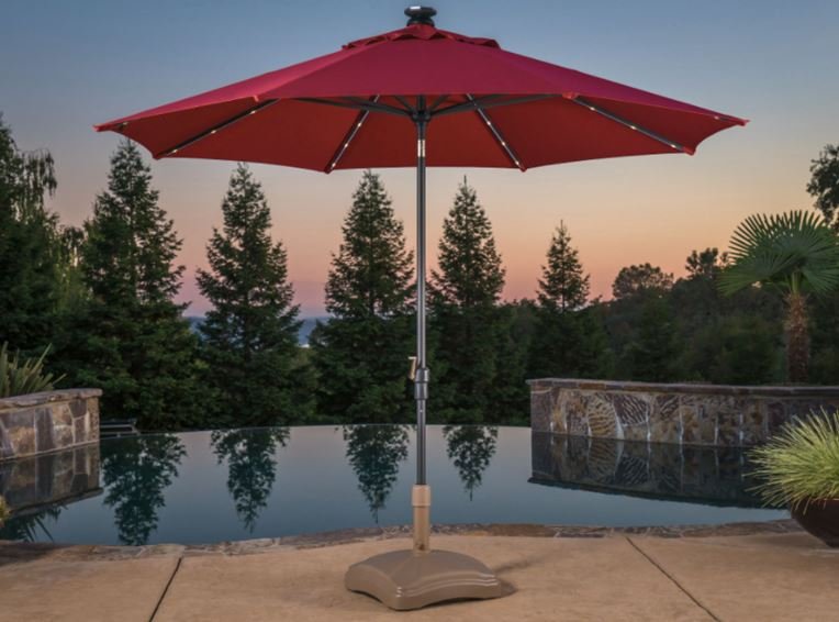 Proshade 10 LED Solar Auto Tilt Aluminum Umbrella - Brick Red