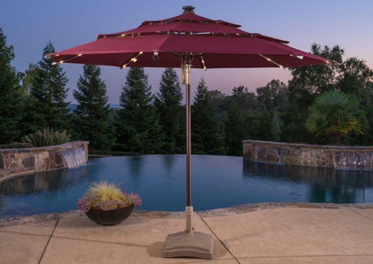 Proshade 11ft Solar LED Umbrella - Ruby