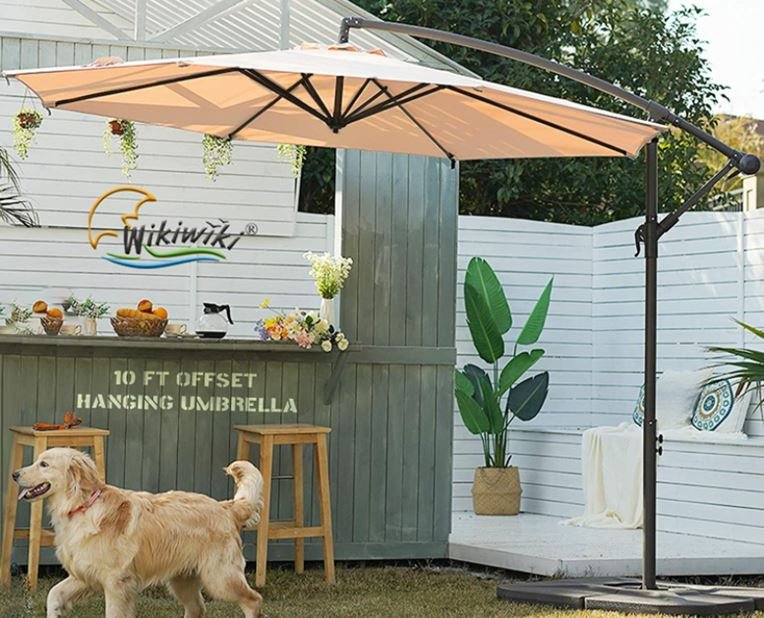 wikiwiki H Series Patio Offset Hanging Umbrella 10 FT Cantilever Outdoor Umbrellas