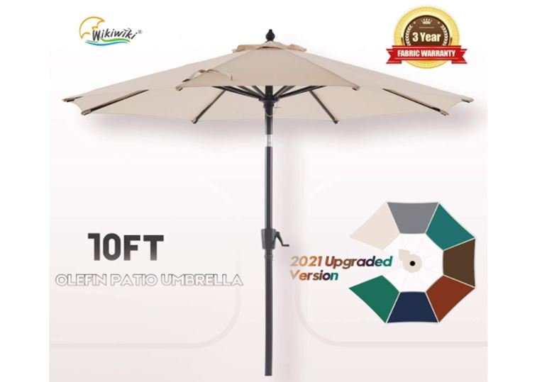 wikiwiki Olefin 10 FT Outdoor Patio Table Market Umbrella - Cream beige