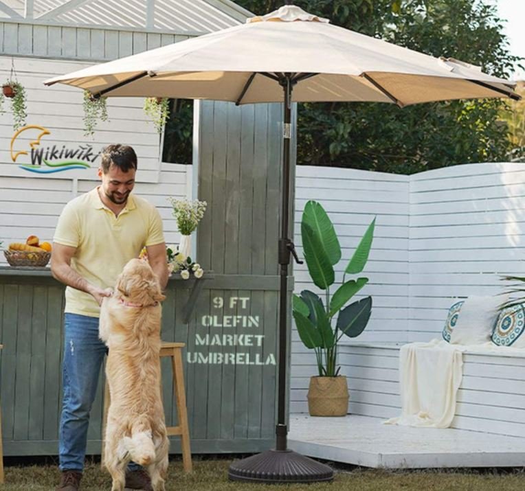 wikiwiki Olefin 9 FT Market Umbrella Patio Outdoor Table Umbrellas