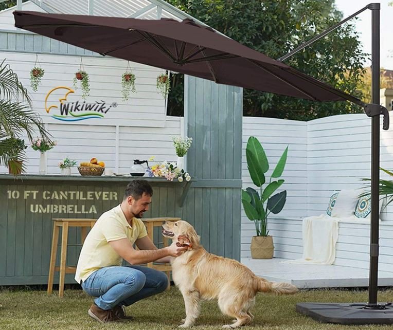 wikiwiki S Series 10 FT 360&deg; Rotation Aluminum Cantilever Patio Umbrella -Raisin purple